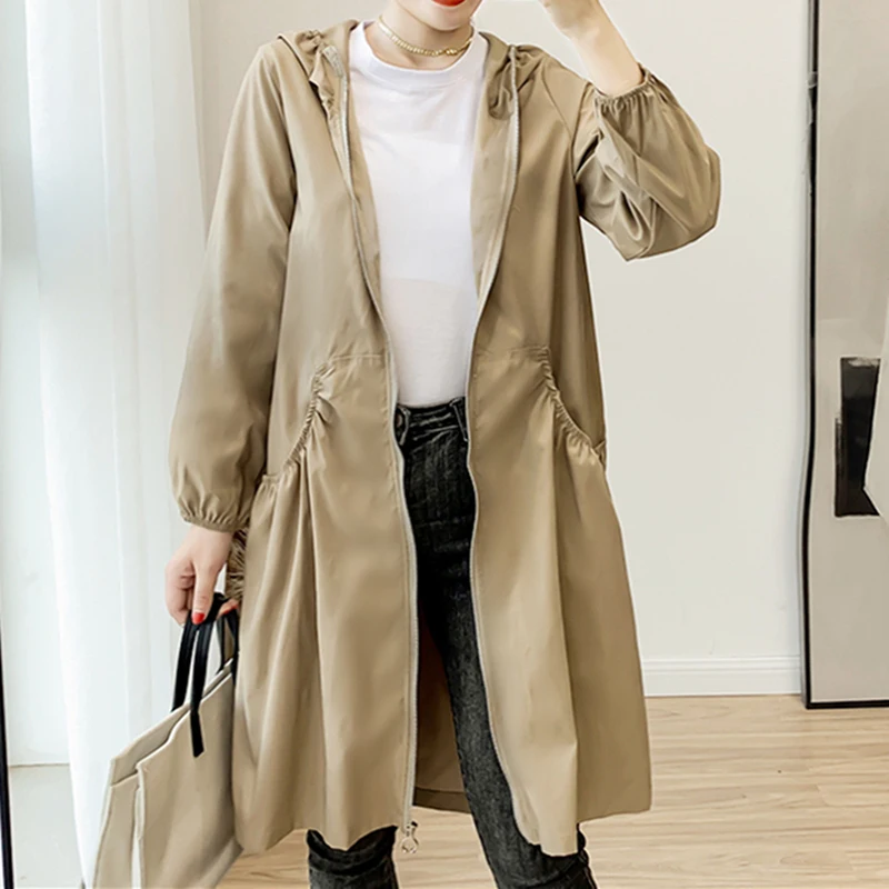 Женский Повседневный Тренч средней длины новая весенняя ветровка большого