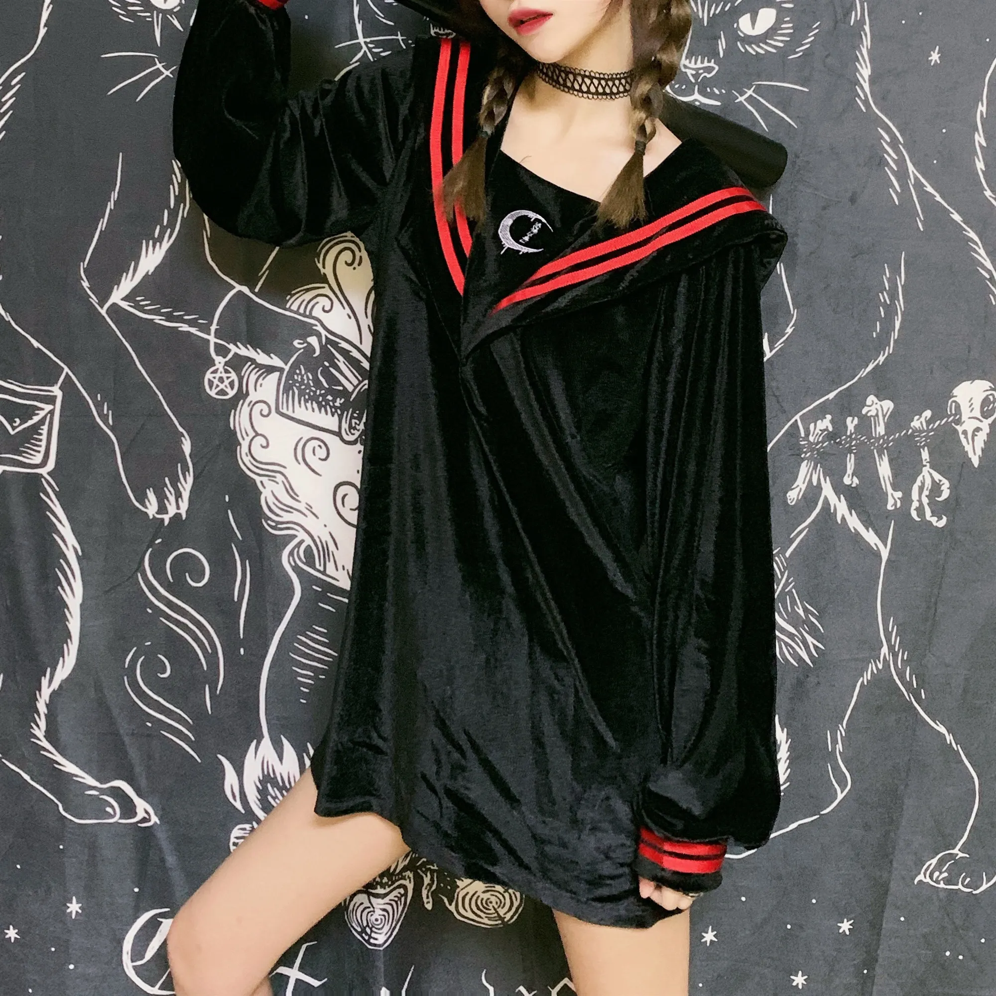 Ruibbit/осенне-зимняя женская рубашка с длинным рукавом полосатая вышитая морская