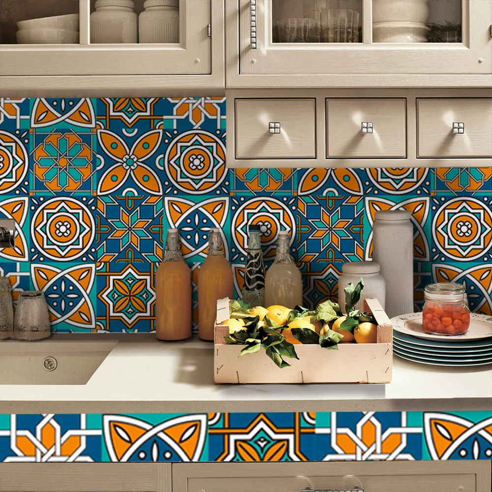 Наклейка на пол водостойкая ПВХ для мебели кухни средиземноморского