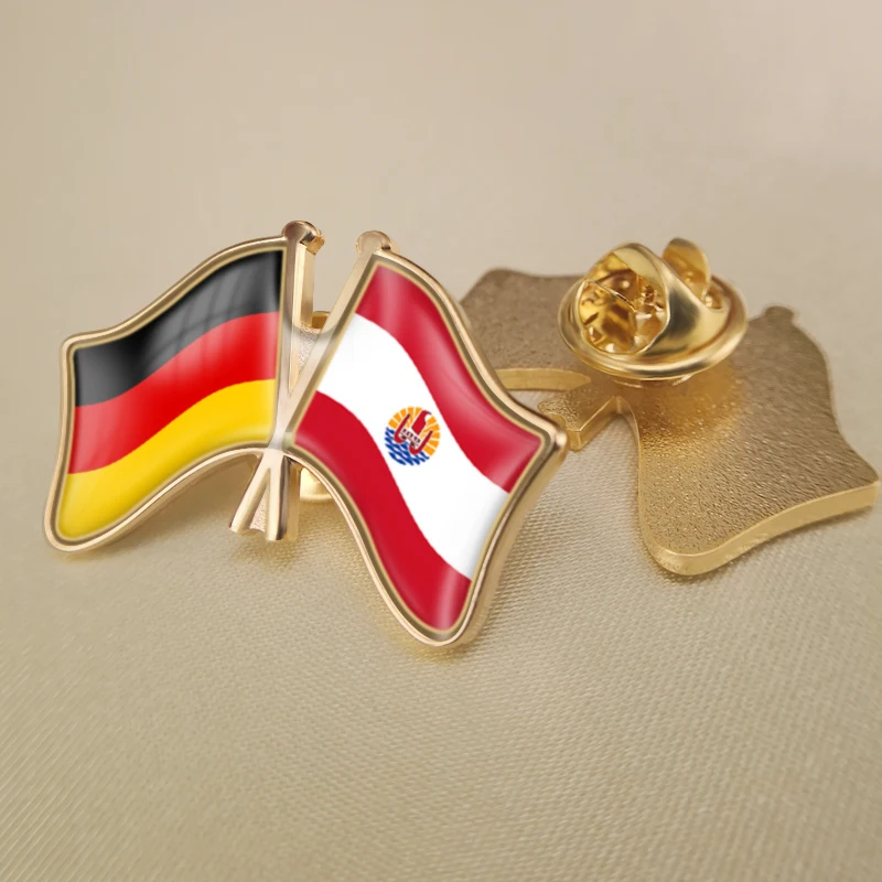 

Germany and French Polynesia Crossed Double Friendship Flags Lapel Pins Brooch Badges