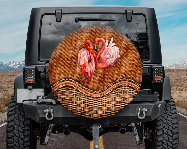 

Flamingo Spare Tire COVER, Pink Flamingo Couple Car Spare Tire COVER, Funny Car gifts, Flamingo Lover, Backup