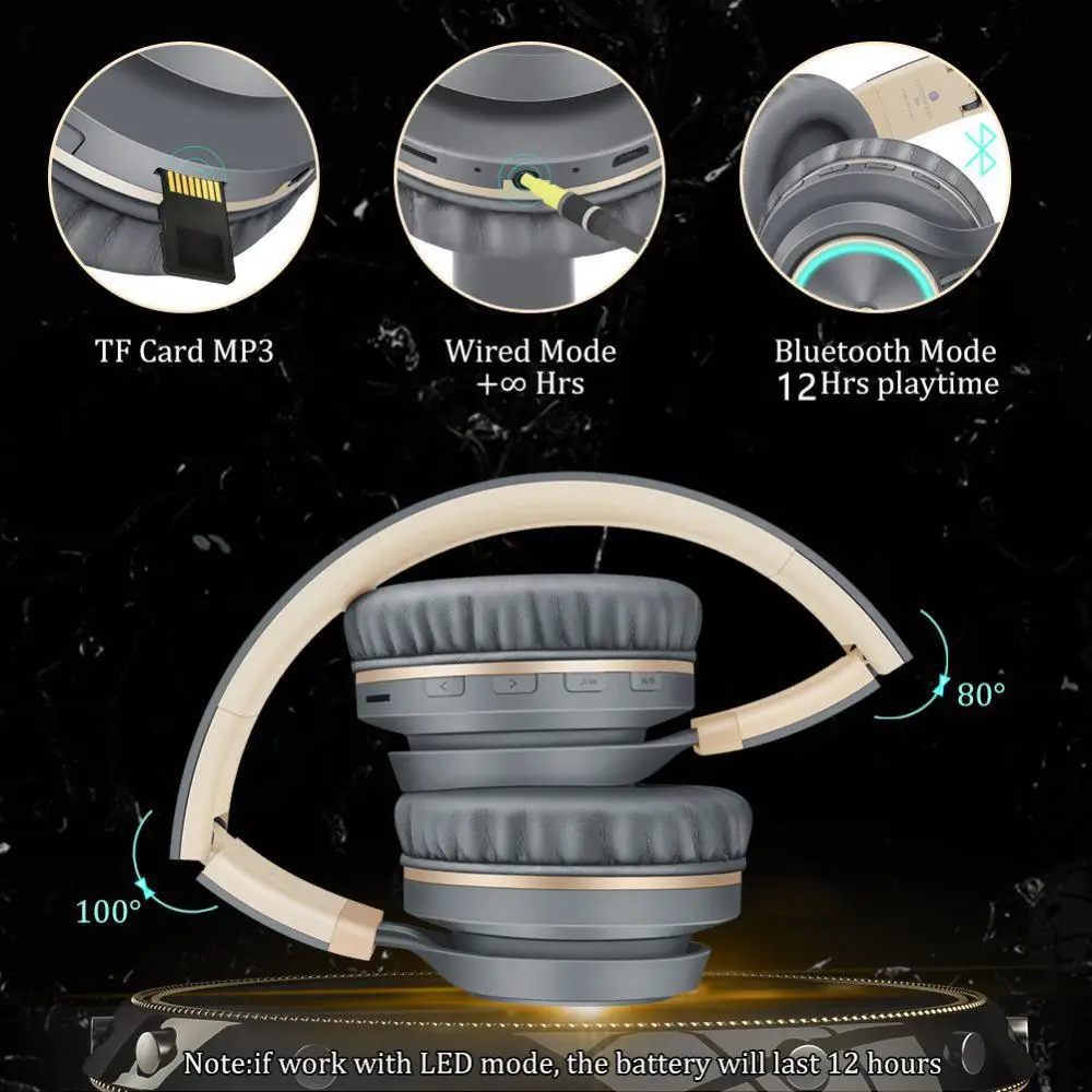 

B6 Wireless Headphones Bluetooth 4.1 Headphone Stereo Glowing Headset Earphone With Mic D29