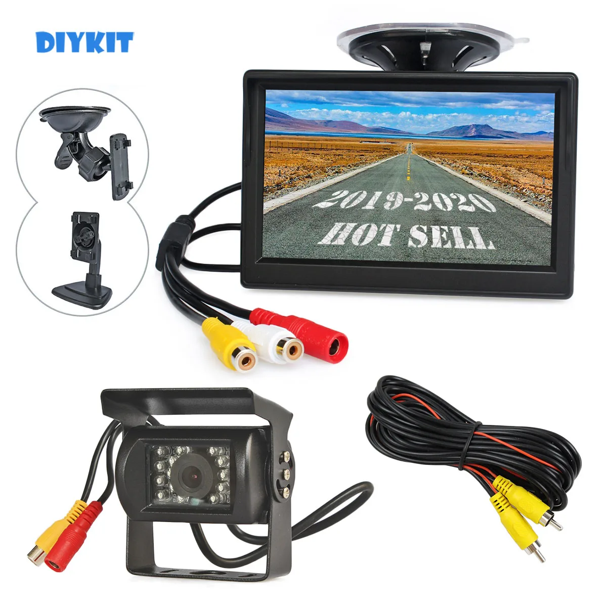 DIYKIT 5" TFT LCD Display Rear View Car Monitor with Waterproof Color Ccd Reverse Backup Truck Bus Camera | Автомобили и