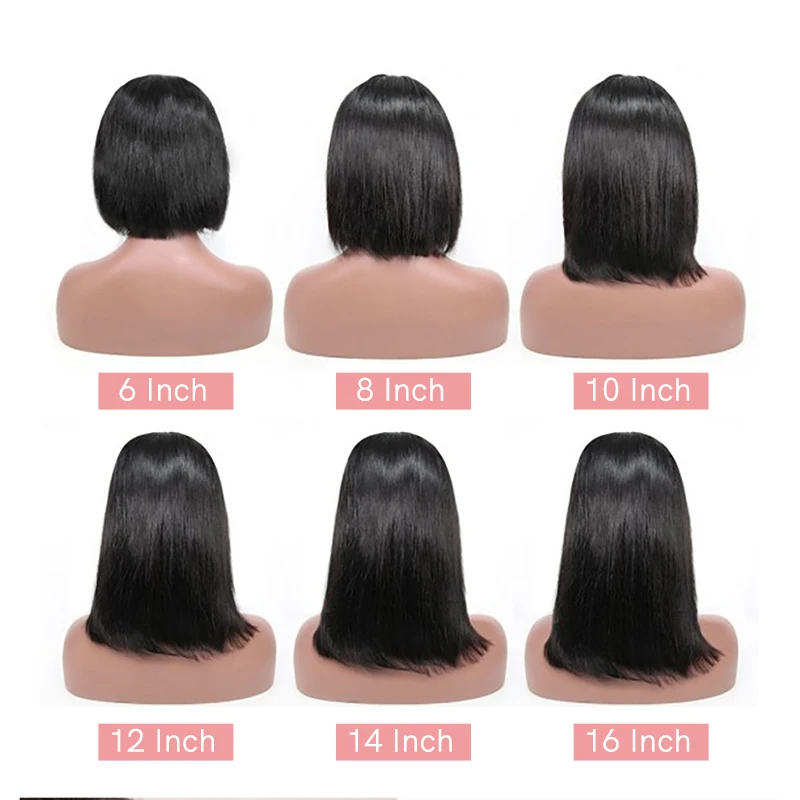 

13x4 Lace Frontal Short Bob Wig Brazilian Human Remy Hair Wigs 4x4 Lace Closure Bob Wig Natural Color Pre Plucked Hairline 180%