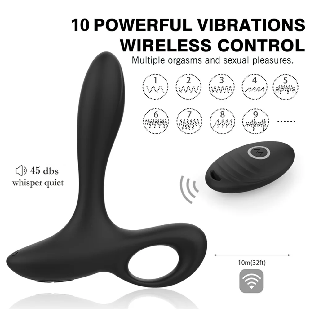 Wireless Remote Vibrating Anal Plug Adult Toys Male Prostate Massager Butt 10 Speed Vibrator Dick Cock Penis Ring | Красота и