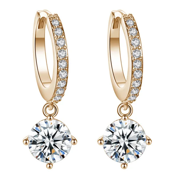 

Fashion Gold Silver Color Earrings for Women Four Claws Zircon Drop Earrings Rhinestone Geometric Earrings Jewelry Gifts