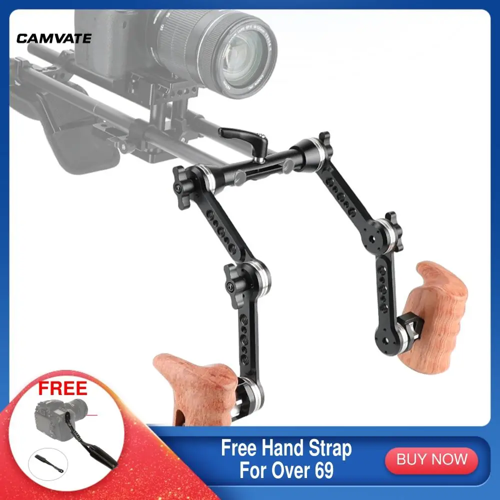 CAMVATE DSLR камера плечевое крепление комплект с деревянной рукояткой и ARRI Rosette M6 Mount