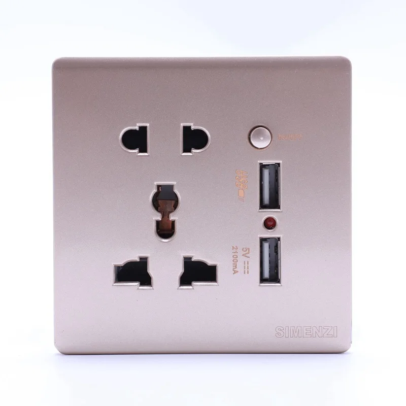 Настенный Электрический 10A универсальную пробку Лицевая панель розетка двойная