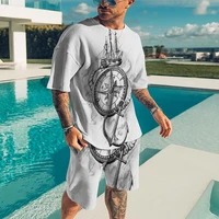 summer men sportswear fashion mens clothes suit casual tracksuit oversized o collar short sleeved t shirtshorts 2 piece sets
