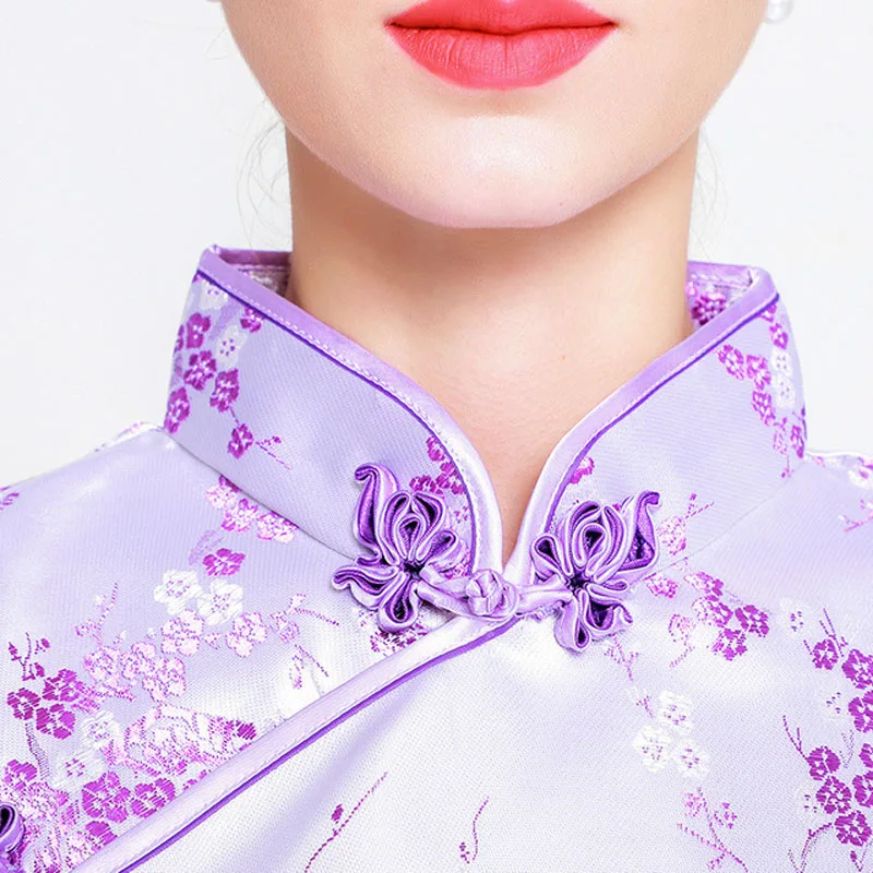 

Elegant Slim Plus Size Qipao 2019 New Chinese Female Rayon Dress Mandarin Collar Vintage Cheongsam S-3XL 4XL 5XL 6XL