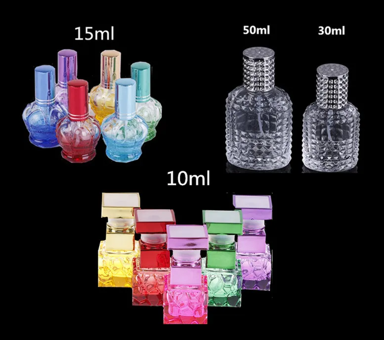 

15ml/30ml/50ml Personality Transparent Glass Sprayer Pump Empty Perfume Bottle Portable Travel Parfum Atomizer Case Hot