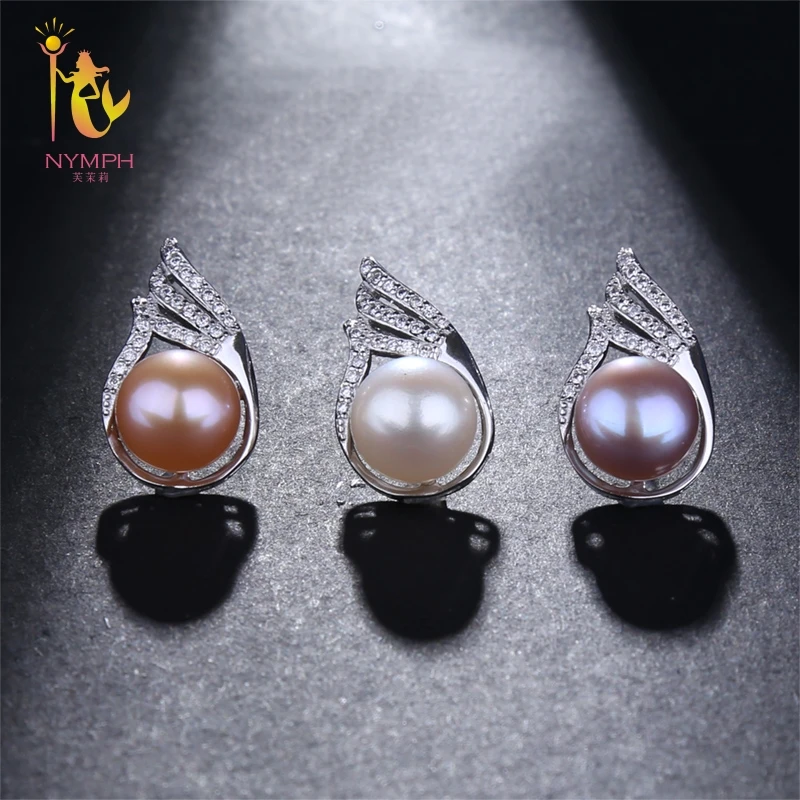 Женские серьги с большим натуральным жемчугом NYMPH ювелирные украшения из серебра
