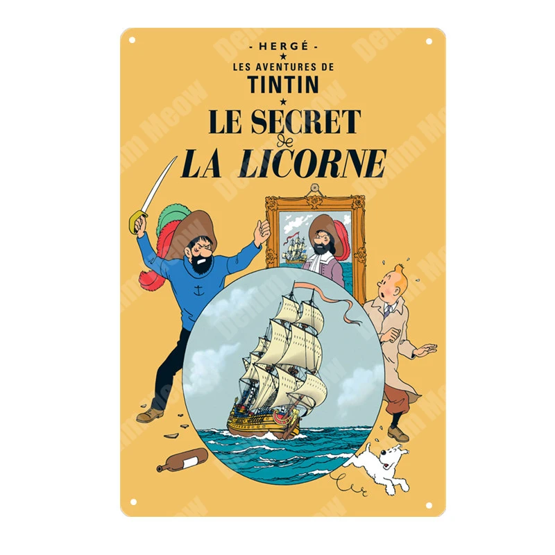 S Tintin мультфильм металлическая Оловянная вывеска Альфа арт живопись магазин настенный стикер домашний декор Tintin фильм плакат Бар Винтаж железные тарелки MN120 - Цвет: S
