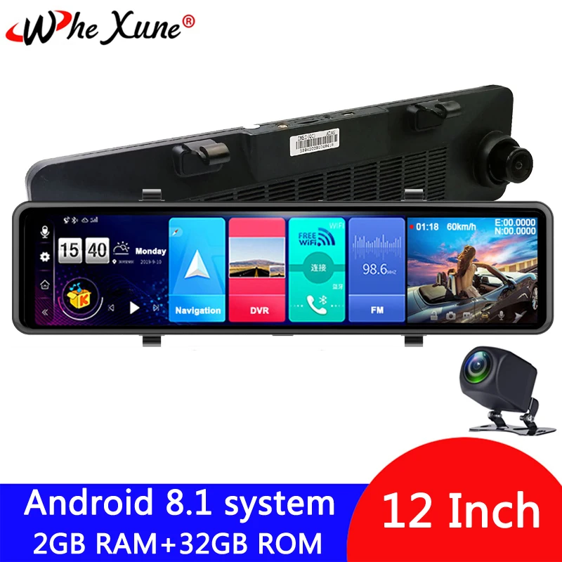 WHEXUNE 2020 Новый Android 8 1 2 ГБ + 32 ADAS 10 в DashCam Автомобильный видеорегистратор зеркальная