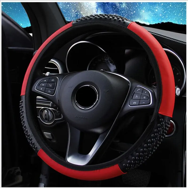 Massage granule Wheel Cover PU leather Car Steering Elastic Hubs Universal DIY Accessories Anti-Slip Soft | Автомобили и