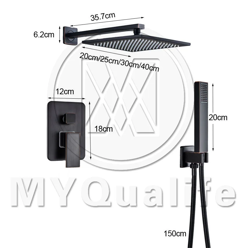 

Wall Bathroom Shower Faucet Brass Shower Set Rainfall Shower Mixer Tap Black Bronze Bath Shower Tap Brass 2-ways Mixer Valve