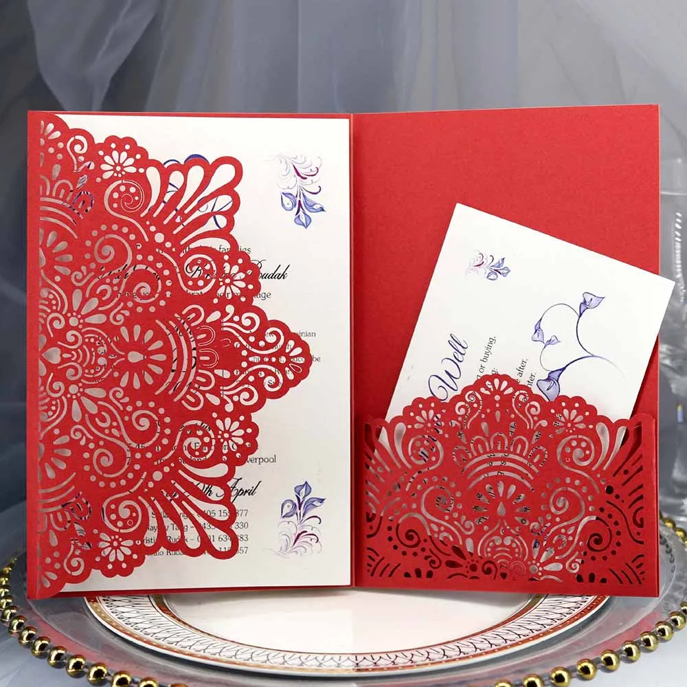 10 шт. сине белые элегантный полый лазерный разрез свадебные приглашения карты