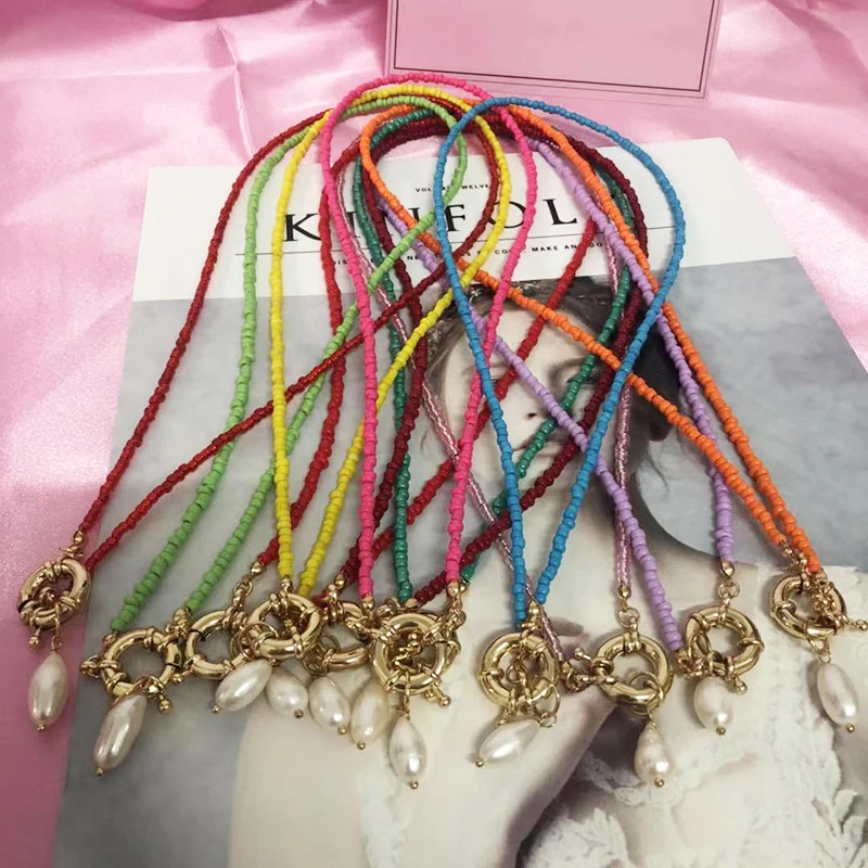 Новинка уникальный дизайн модное ожерелье из разноцветного жемчуга подвеска