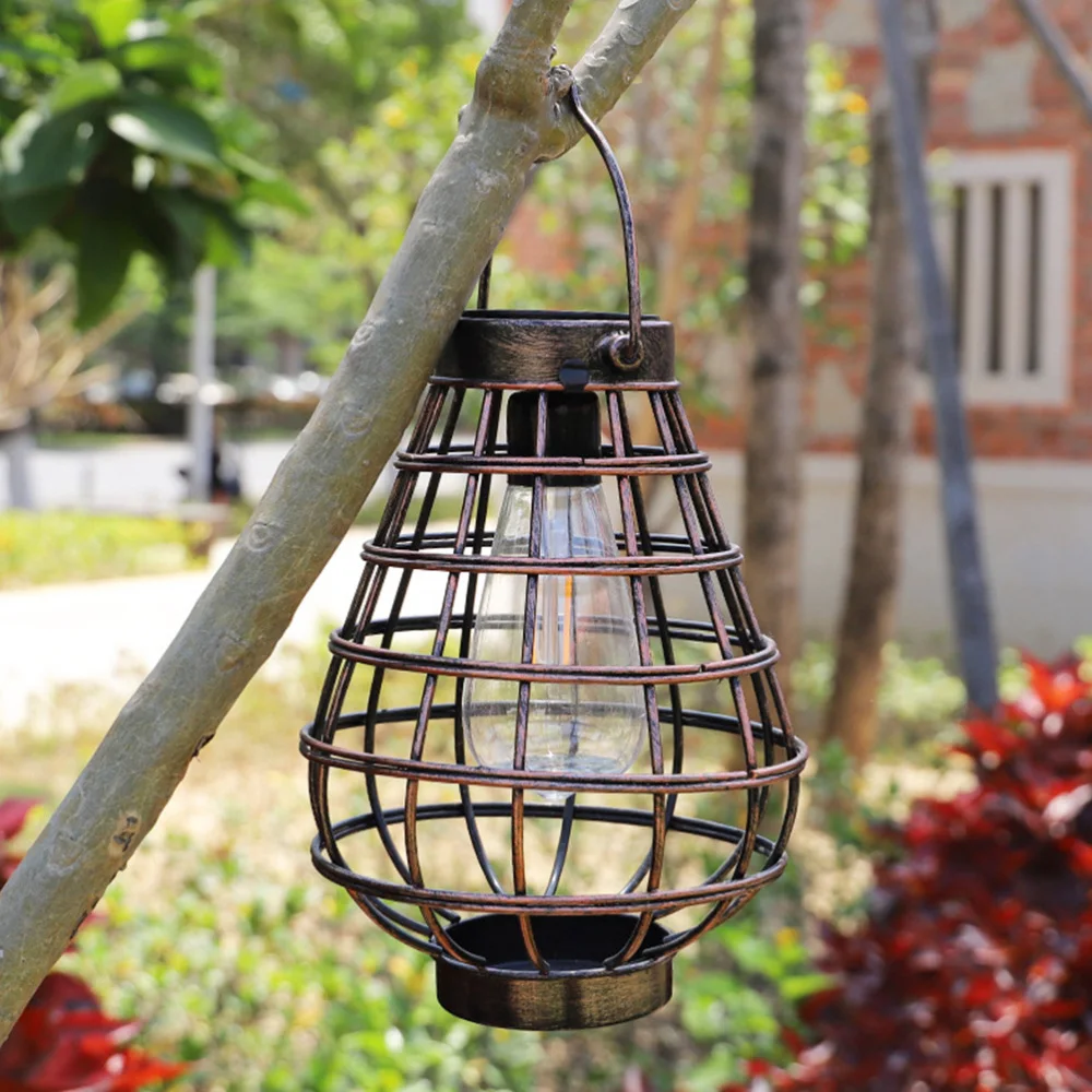 

1Pc Waterproof Solar Hanging Light Iron Delicate Pendant Lamp Scene Decor Black