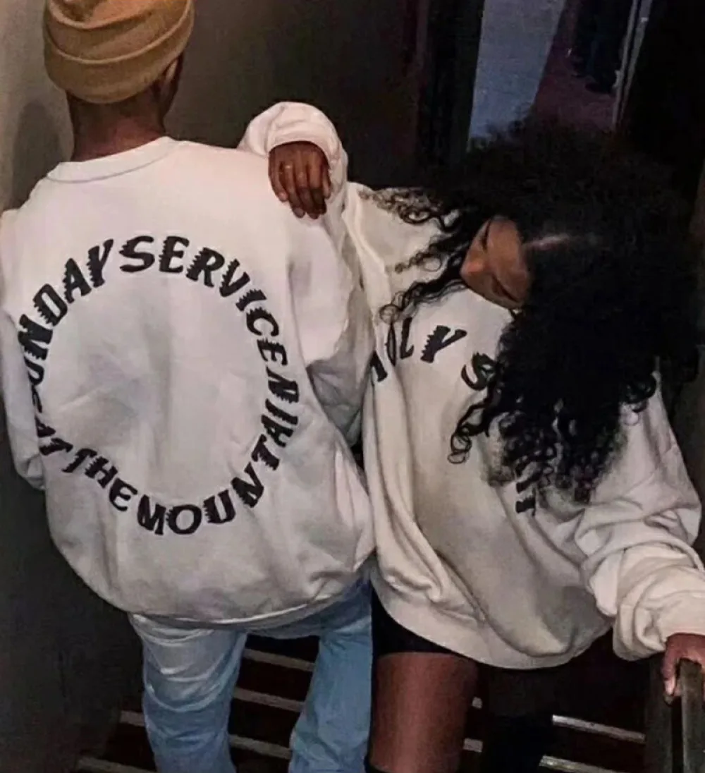 

Men Women 3D Foam Printing Sunday Service Kanye West Sweatshirts Trust God Holy Spirit Pullover