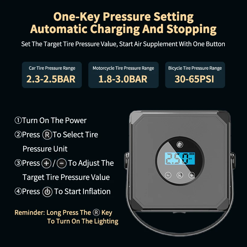 Портативный беспроводной надувной насос 12 В постоянного тока Автомобильный