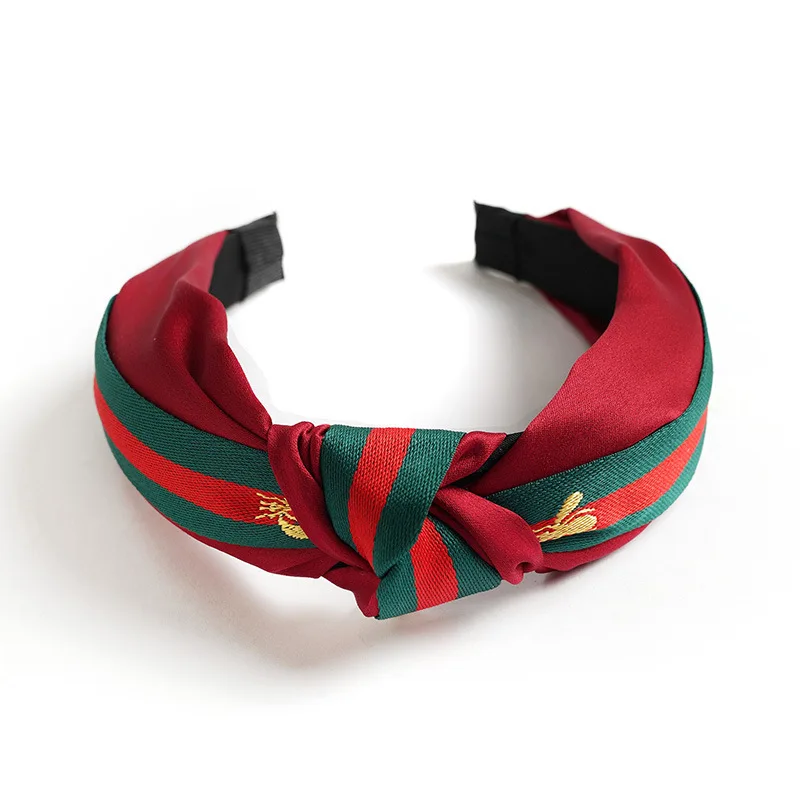 Striped Red Шотландский узор, клетчатые повязки на голову для девочек, эластичные повязки для волос с витой клетчатой клеткой и бантом, аксессуары для волос для женщин - Цвет: Striped Red