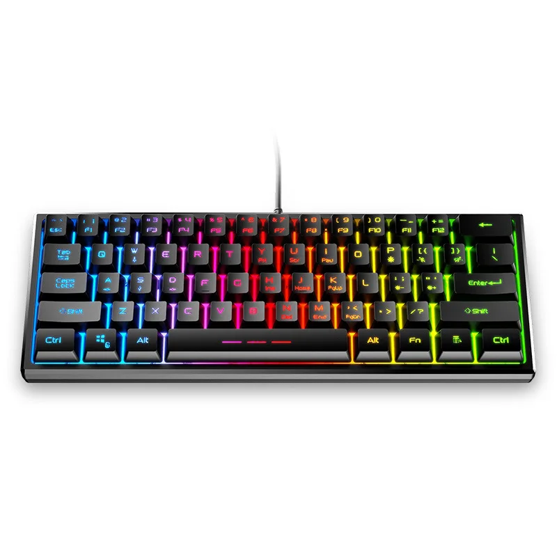 

Mechanical Feel Keyboard 61 Keys USB Wired RGB Light Backlit Gaming Keyboard Ergonomics Mini For Computer Laptop Gamer Keypads