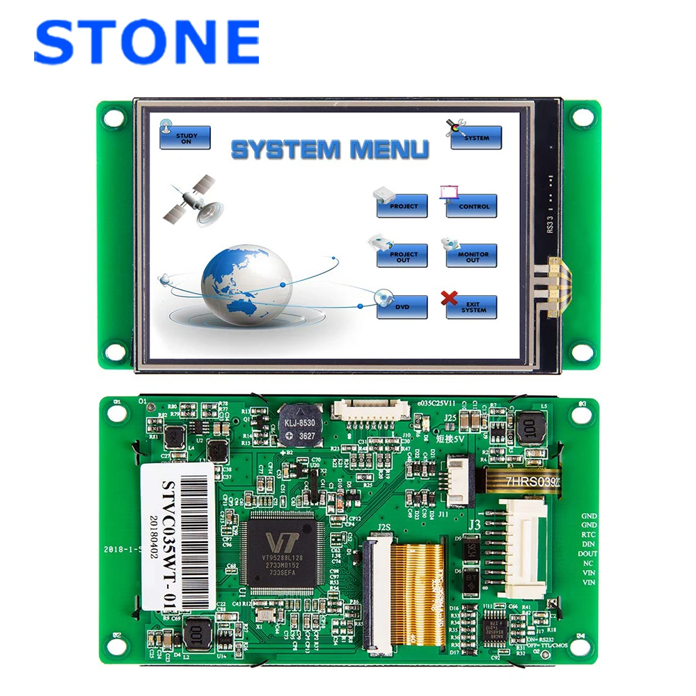 

3.5 inch Capacitive Touchscreen Panel with Controller & RS232 RS485 TTL MCU Interface for Equipment Control