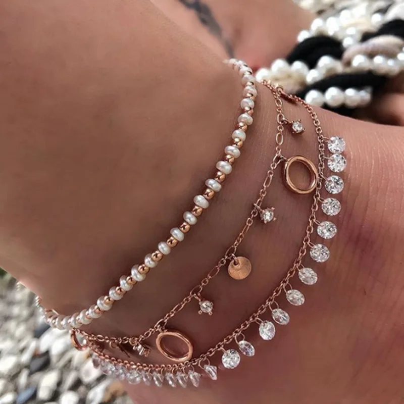 

3Pcs / Set Bracelet With Butterflies Customize Anklet Bracelets for Women Tassel Multi-layer Anklet Butterfly Bohemia Fashion
