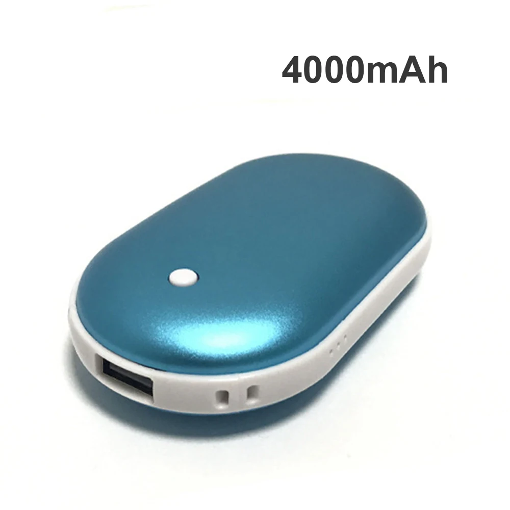 blue-4000mAh 2 в 1 портативный USB Перезаряжаемый электрический грелка для рук карманный внешний аккумулятор зимний двусторонний нагревательный внешний аккумулятор для подарка на год - Цвет: blue-4000mAh