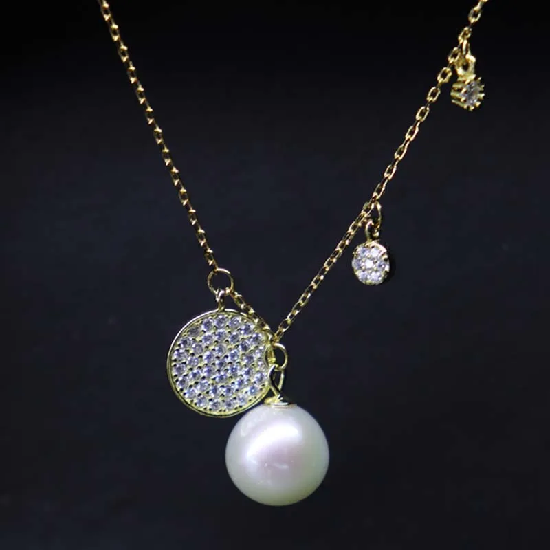 

Sterling Silver Necklace Finest Genuine Round Pearl Pendant Ladies Jewelry