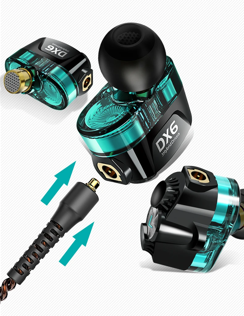 Plextone DX6 bluetooth наушники три единицы 3,5 мм наушники-вкладыши спортивные стерео Бас HIFI Проводная гарнитура с кабель MMCX для Xiaomi
