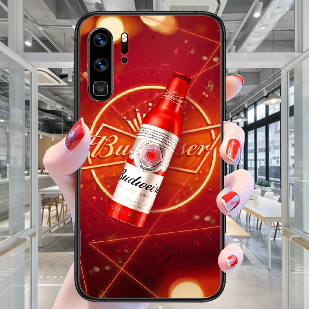

Bud Beer Brand Phone Case For Huawei P Mate Smart 10 20 30 40 Lite Z 2019 Pro black Shell Luxury Cell Soft Back Fashion Cover 3D