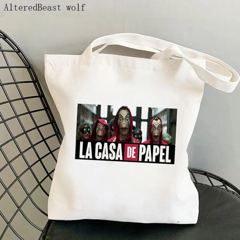 

Женская Холщовая Сумка с рисунком Женская сумка для покупок Strong la casa de papel, Холщовая Сумка для покупок в стиле Харадзюку, сумка для сбора дене...