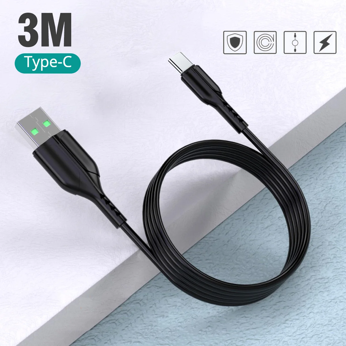 FONEKN 3 м 5 длинный кабель типа C Micro USB телефонный зарядный Быстрая зарядка