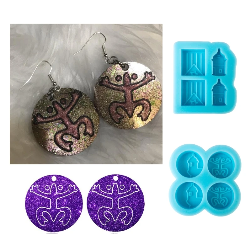 

Castle Flag Frog Stud Earrings Epoxy Resin Mold DIY Crafts Jewelry Casting Tools Neklace Pendant Silicone Mould