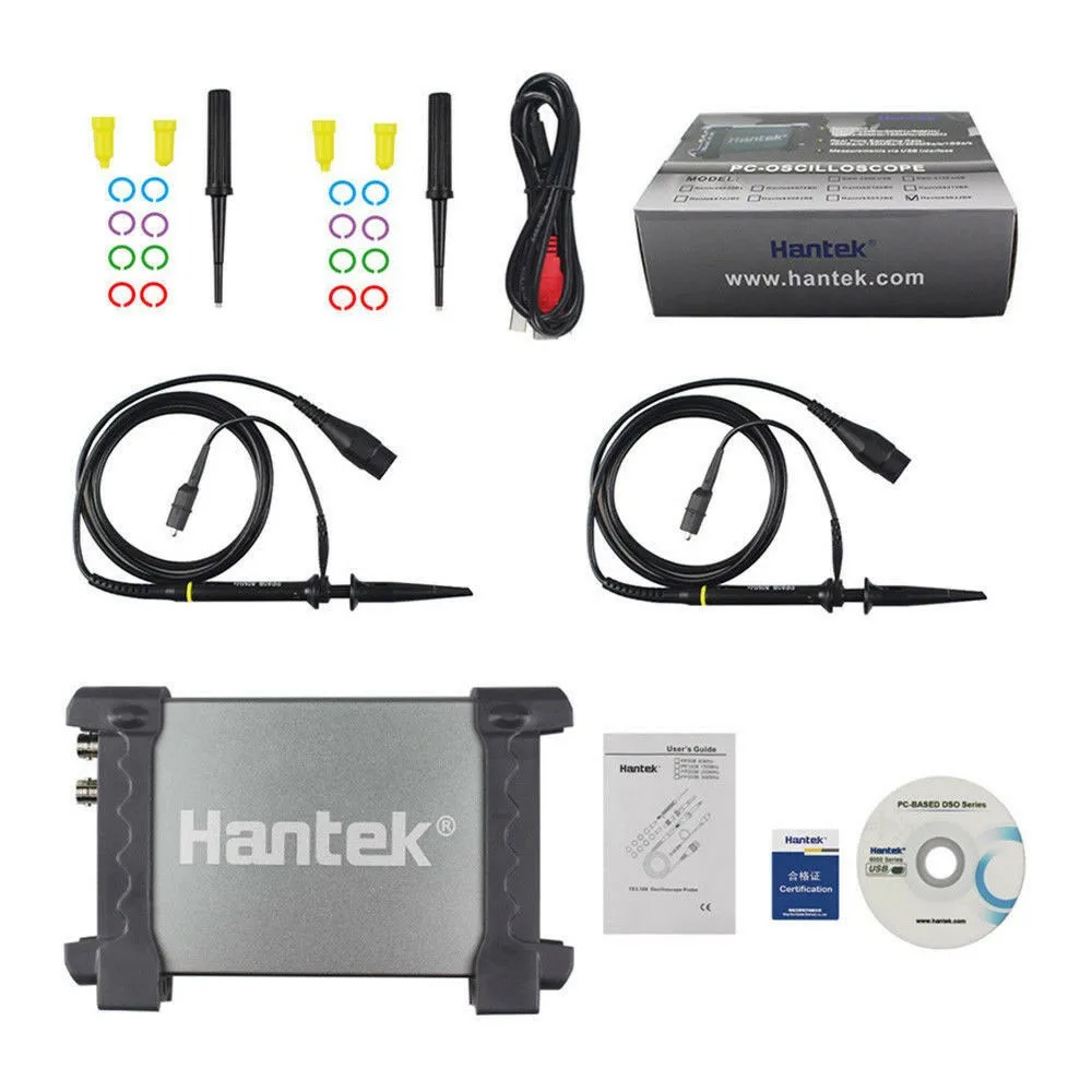 

Цифровой осциллограф Hantek 6022BE, осциллограф на базе ПК, 2 канала FFT, USB, 48 Мвыб/с, 20 МГц, несколько языков, электронное измерение USBXITM