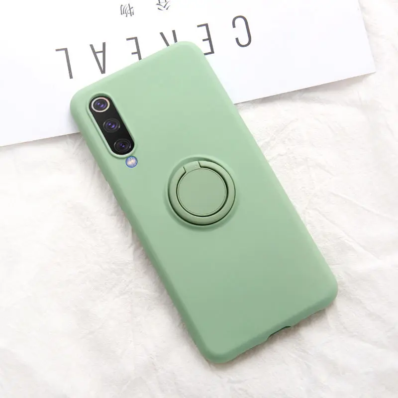 Green Мягкий силиконовый чехол, чехол для Xiaomi mi 9 SE mi 9 Red mi K20 Pro 9 T, металлическое кольцо-держатель для телефона, силиконовый чехол на Xiaomi mi 9 SE, чехол 9SE - Цвет: Green
