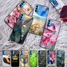 Закаленное Стекло чехол для OPPO Рино 4 Pro Чехол для телефона чехол силиконовый бампер чехол для OPPO Reno4 SE 4Pro 5G жесткая накладка на заднюю панель чехол с крышкой и узором сумка