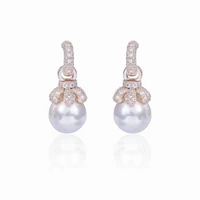 pearl cubic zircon drop earrings for wedding crystals wing earring for bride women girl gift ce10780