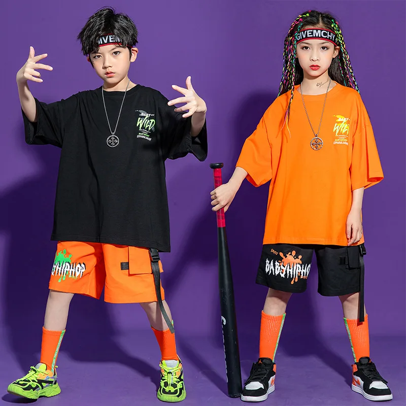 

Hip Hop Jazz Costumes for Child Dance 2pcs Loose Suit Top Crop Running Casual Pants Costume Wear Ballroom Dancing Clothes