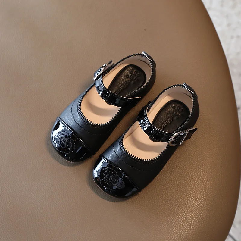 Spring Autumn Girls Shoes Black White Patchwork Leather Kids Flats Children Mary Janes Baby Princess Shoe Toddlers |