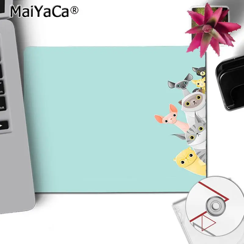 No Lock Edge25x29cm MaiYaCa Новое поступление милые Мультяшные Животные Собака Кошка компьютерные игровые коврики для мыши простой дизайн скоростной коврик для игровой оптической мыши - Цвет: No Lock Edge25x29cm