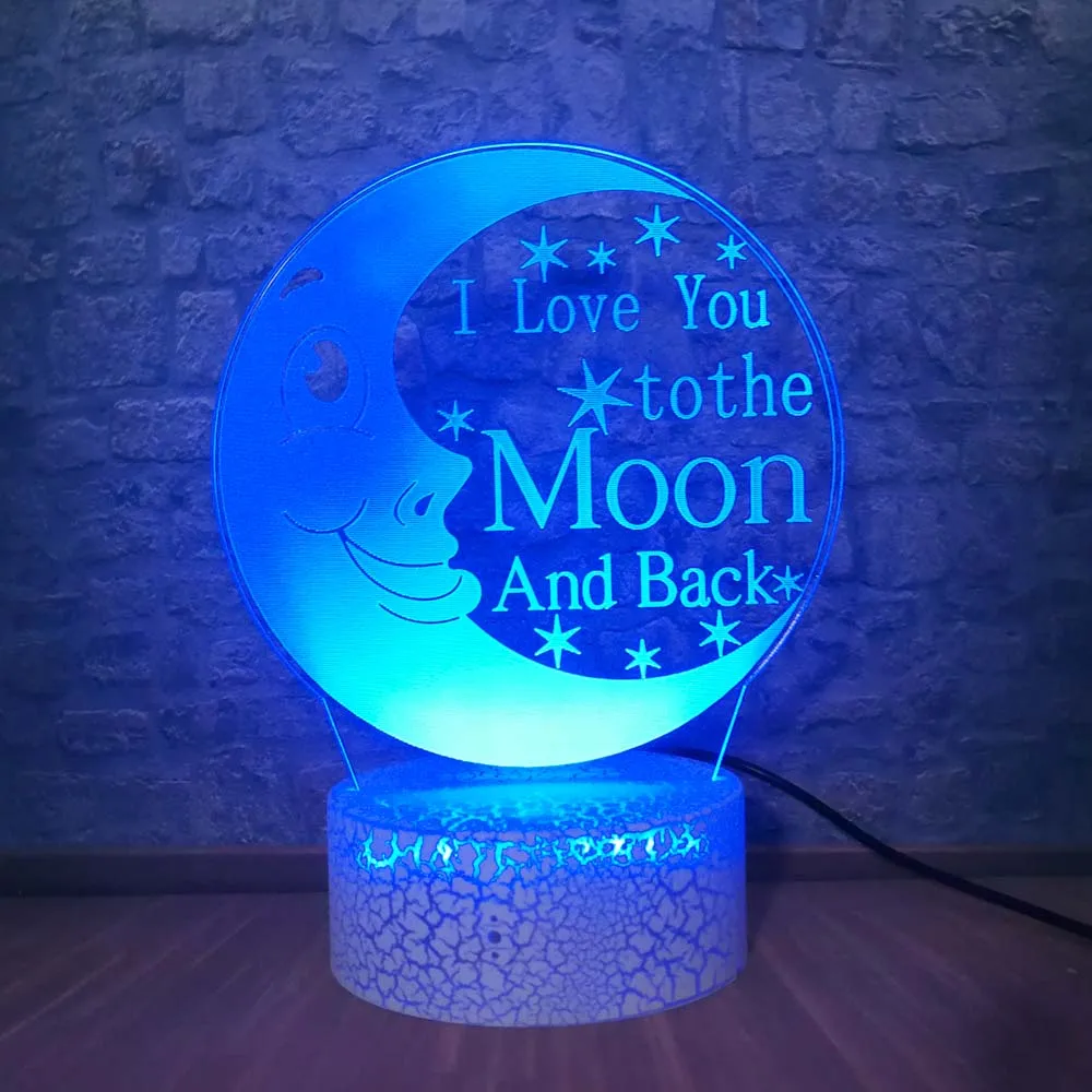 I LOVE YOU TO THE MOON AND BACK 3D светодиодный Настольный светильник в романтическом стиле
