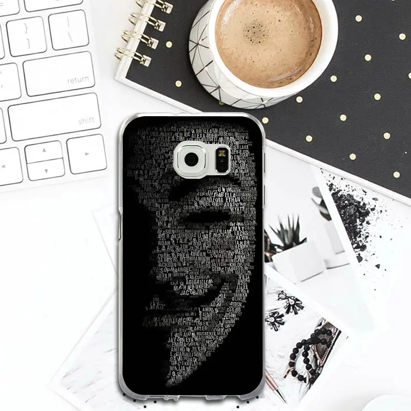 Fawkes Anonymous Mask Soft Silicon Phone Case for Samsung Galaxy S2 S3 S4 S5 Mini S6 S7 Edge S8 S9 S10 Plus Lite Note 8 9 |