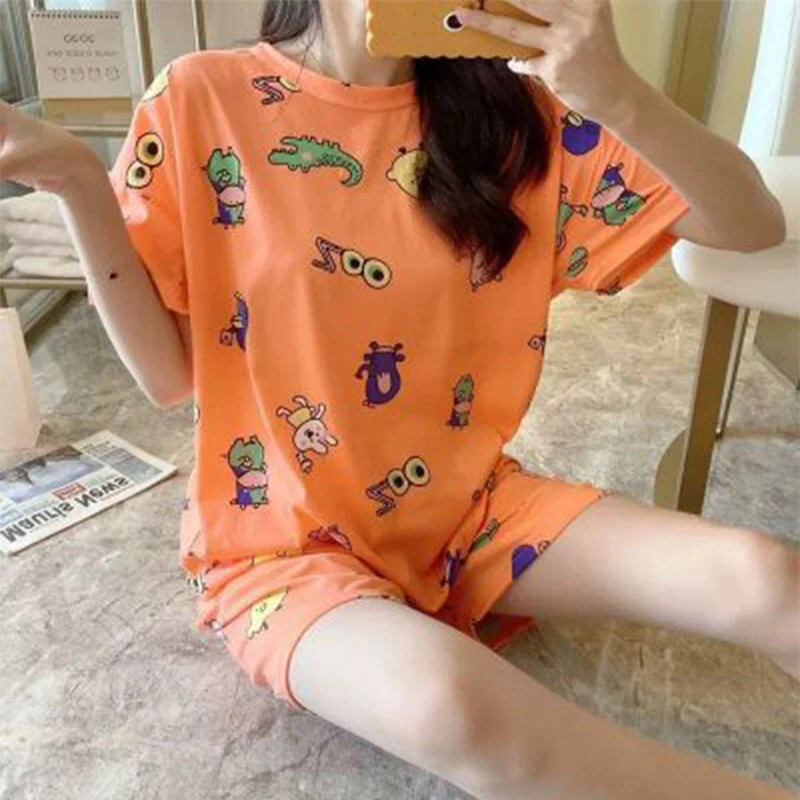 

traf za women 2021 summer loose plus size short-sleeved shorts home service suits femme костюм женский ropa mujer zaraes mariage