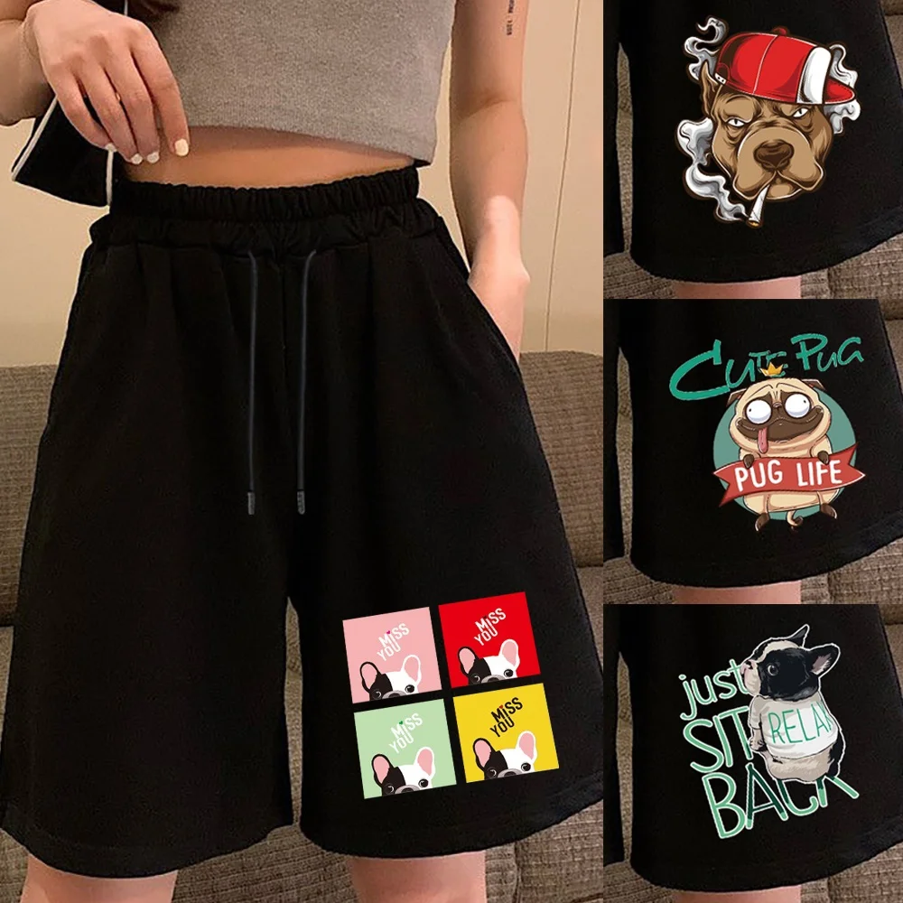 

Women Shorts Casual Cute Dog Printed Workout Short Pants Summer Shorts Waistband Female Elastic Skinny Ladies Beach Home Short