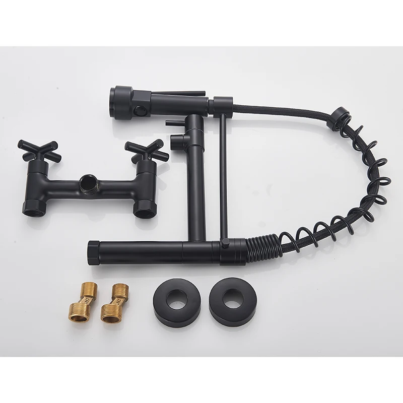 Кухонный Смеситель Senlesen пружинный матовый черный кран с двойным носиком