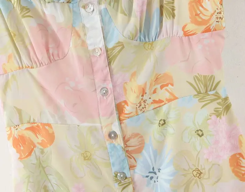 Винтажное летнее платье Bazaleas с коротким рукавом женское на пуговицах в стиле