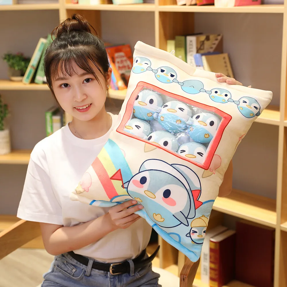 8pcs penguin 8 шт. плюшевый Зеленый Динозавр/единороги/игрушечные Фламинго в сумке Фаршированная пудинг Подушка swag игрушки подарок для детей диван сиденье Рождество - Цвет: 8pcs penguin